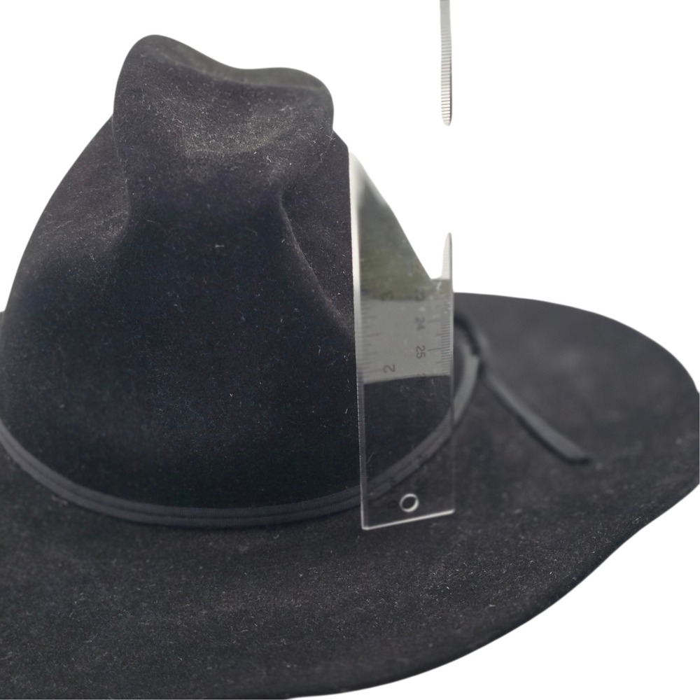 Vtg Resistol 4X Beaver Self-Conforming Cowboy Hat Black 7 5/8 Made Texas USA - Picture 8 of 12